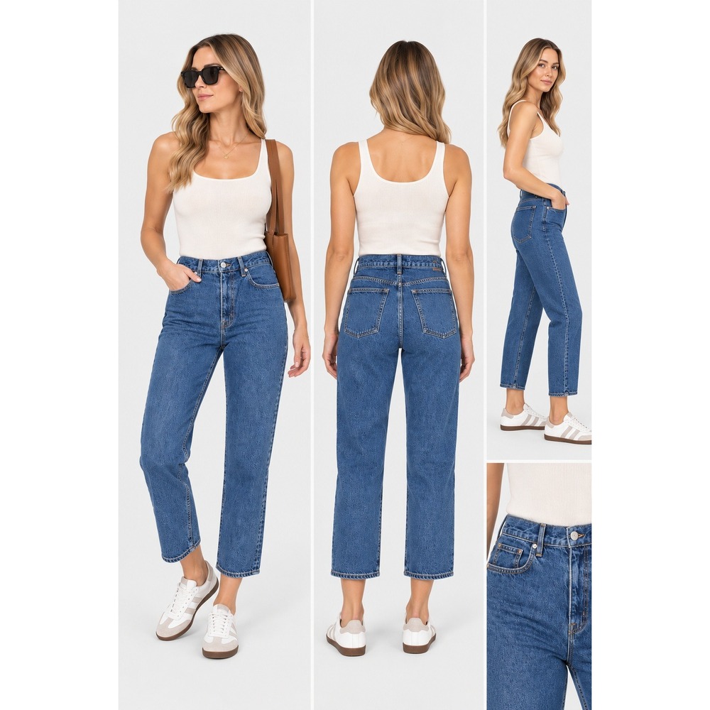 SLVRLAKE London Crop Jeans Forbidden Love Blue High Rise Straight Leg 30